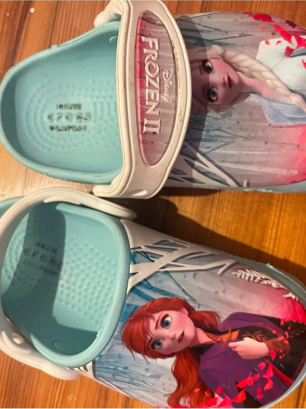 CROCS Kids Frozen II Light Blue, White & Pink Water Clogs